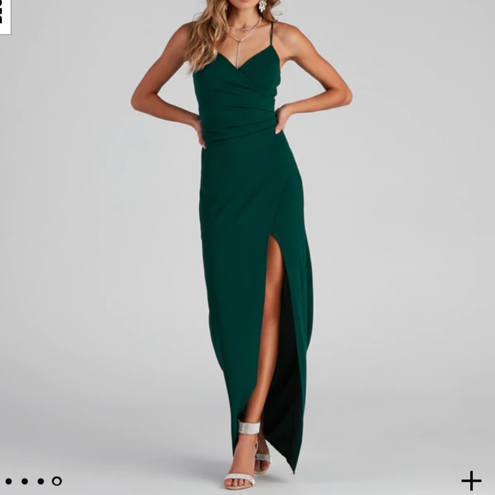 Hunter green formal slit dress